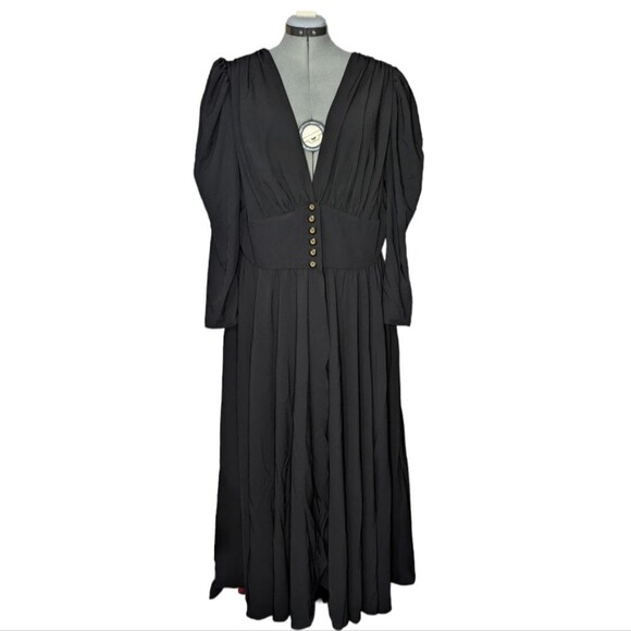 Women's PUG Black Clarice 40s Coat Dress in Poly Crepe, Size 3XL - Picture 3 of 7
